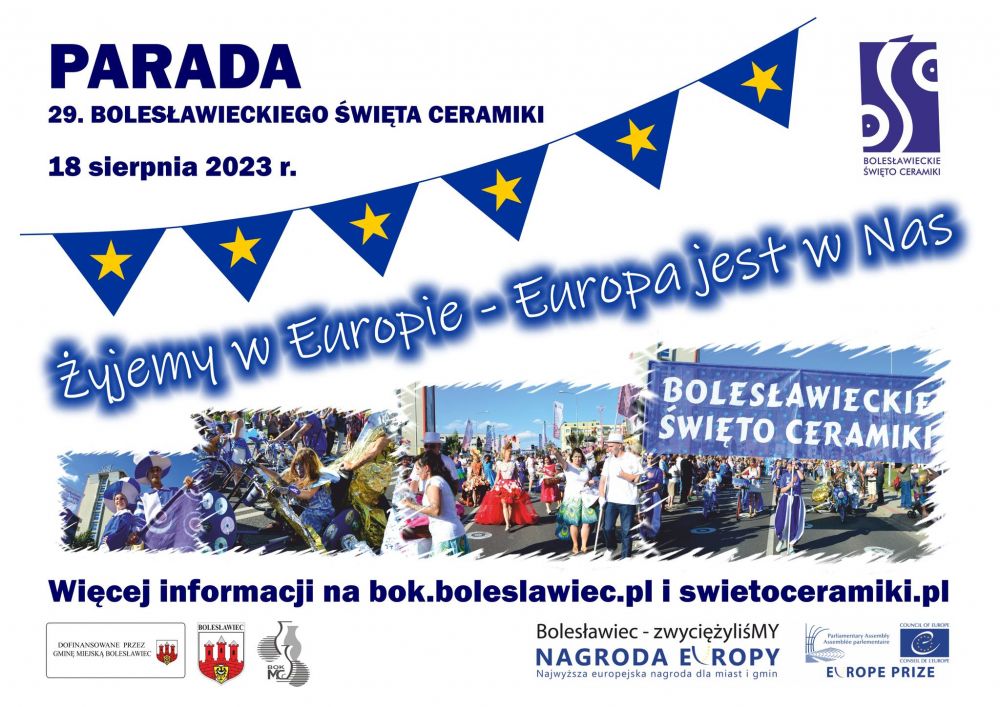 Plakat Parada 29. Bolesławieckiego Święta Ceramiki w dniu 18 sierpnia 2023 roku.