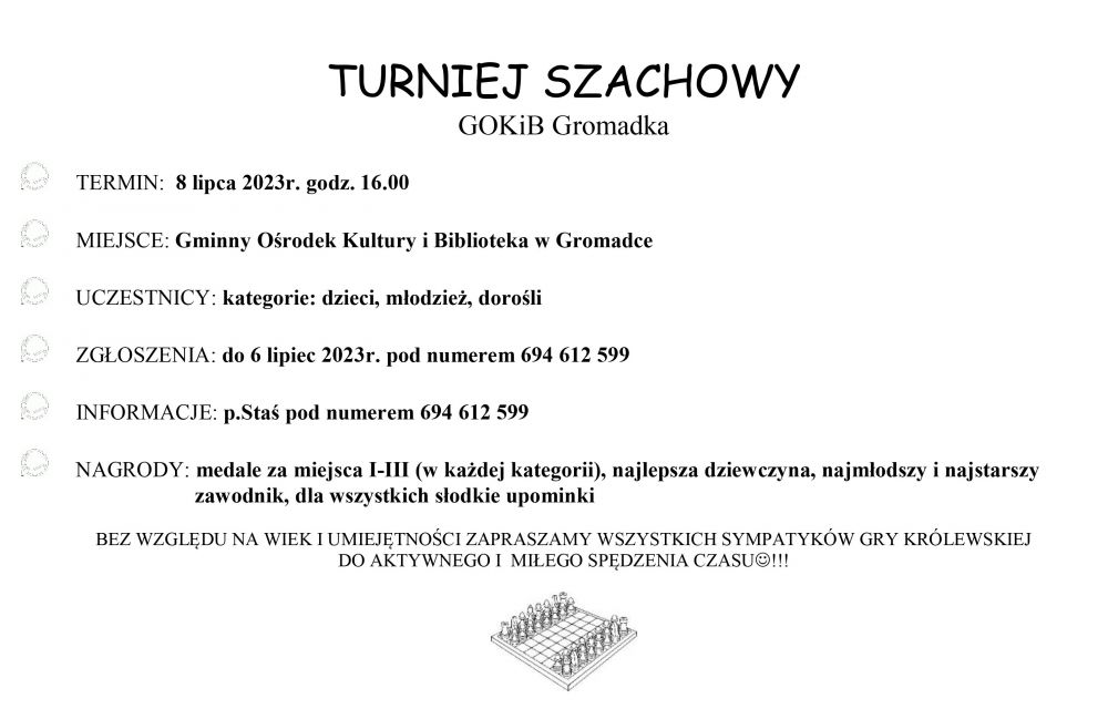 Plakat - Turniej szachowy w GOKiB w Gromadce